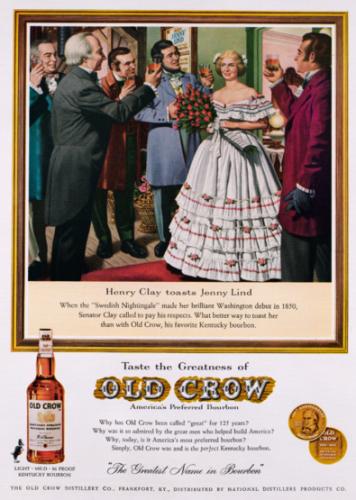 Werbung Old Crow Bourbon Whiskey Henry Clay toasts Jenny Lind  fgm